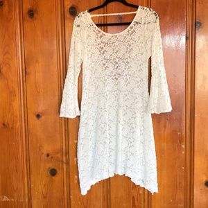 White lace bohemian bell sleeve dress